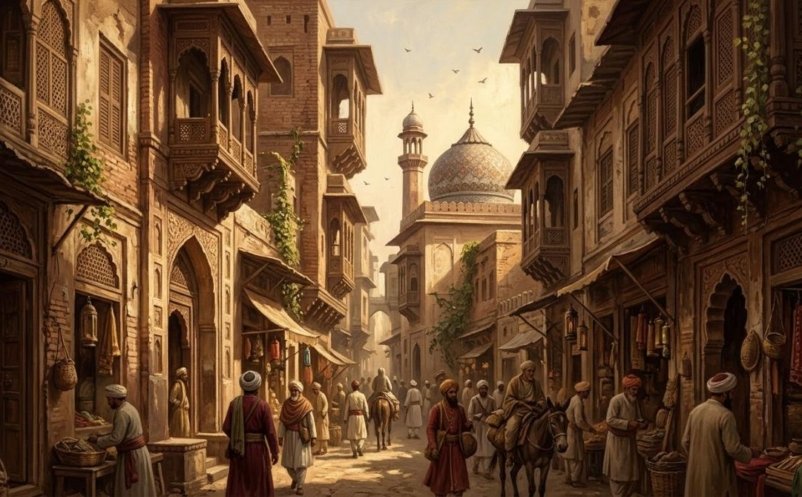 Imagined lane in old Delhi evoking Mohalla Shadi Khel, home of Baba Shadi Shaheed's Delhi descendants